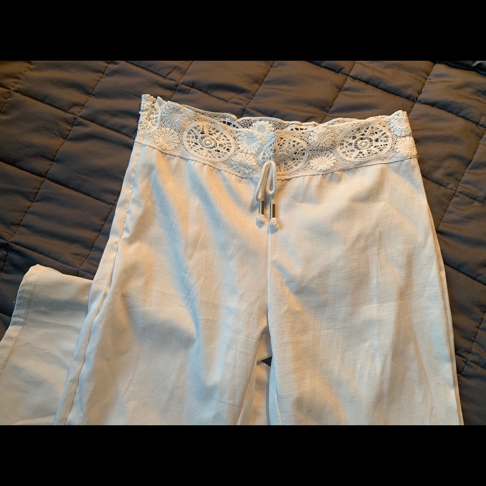 White linen pants